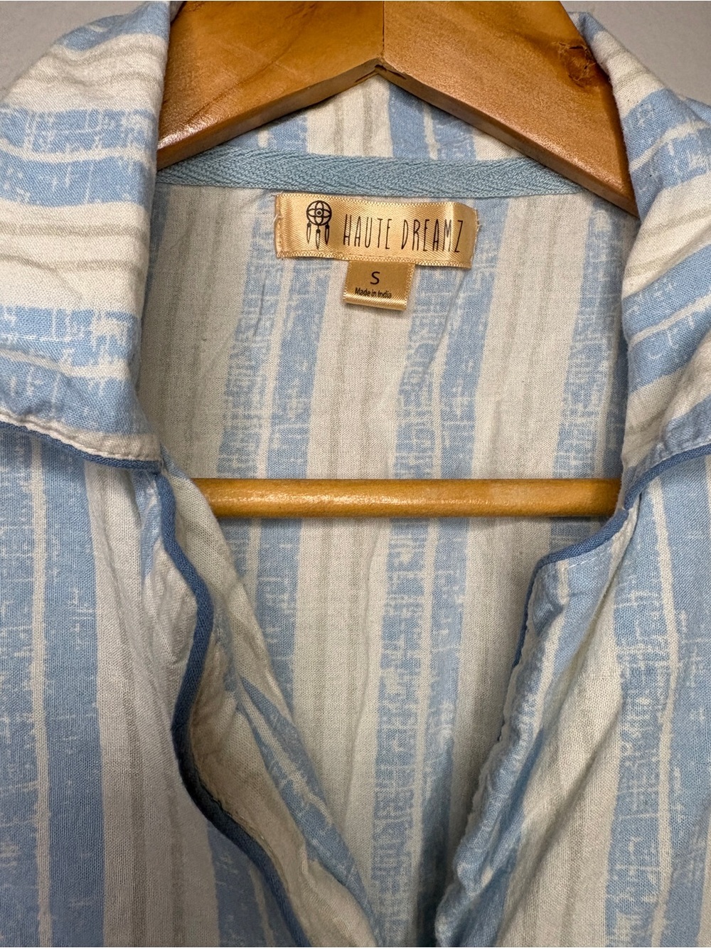 Haute Dreamz Blue White Stripe 100% Cotton Pajama Set Size Small - Picture 4 of 14